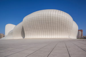 Azerbaijan, Baku, Heydar Aliyev Cultural Center, building designed by Zaha Hadid, exterior Azerbaijan, Baku, Heydar Aliyev Cultural Center, building designed by Zaha Hadid, exterior